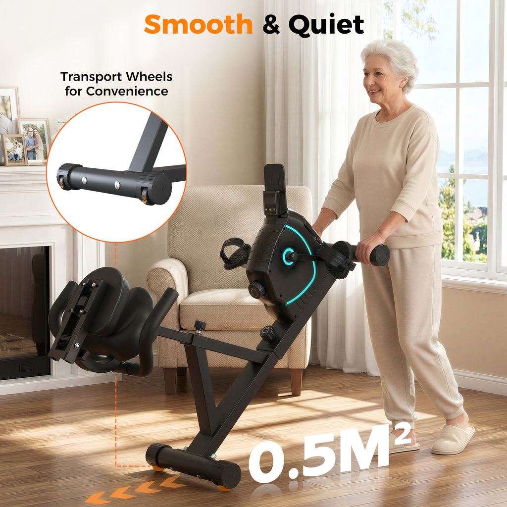 AprLeaf Recumbent Exercise Bikes for Home Stationary with Adjustable Seat and 8 Resistance Level Seat Height Adjustment, Fitness Cardio Indoor Cycling Bike for Home Seniors Adults 300lbs
