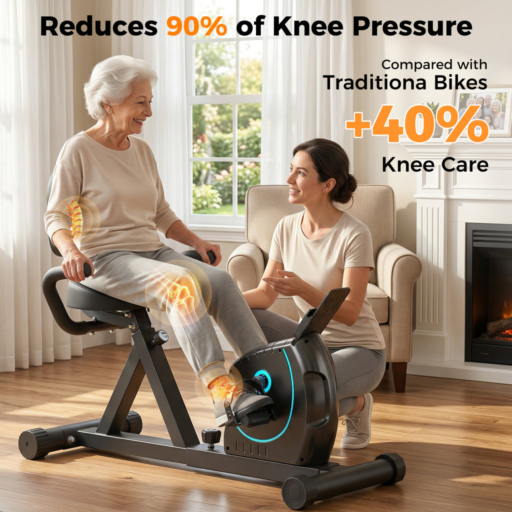 AprLeaf Recumbent Exercise Bikes for Home Stationary with Adjustable Seat and 8 Resistance Level Seat Height Adjustment, Fitness Cardio Indoor Cycling Bike for Home Seniors Adults 300lbs