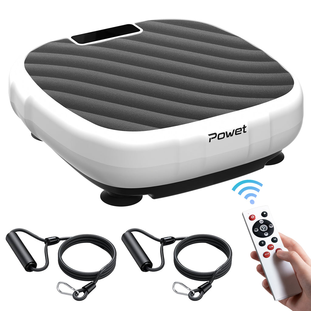 AprLeaf Vibration Plate Exercise Machine, 99 Speed Levels, 5 Preset Modes, Remote Control, Resistance Bands, LED Display for Home Workout,White