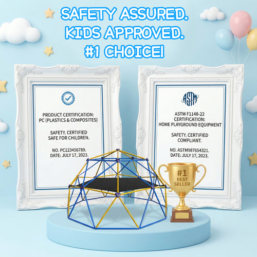 AprLeaf 10FT Climbing Dome with Hammock, Indoor Outdoor Rust-Resistant Steel Frame Climber Jungle for Kids 3+, 880LBS Capacity Jungle Gym Playground Geometric Backyard Playset for Boys Girls