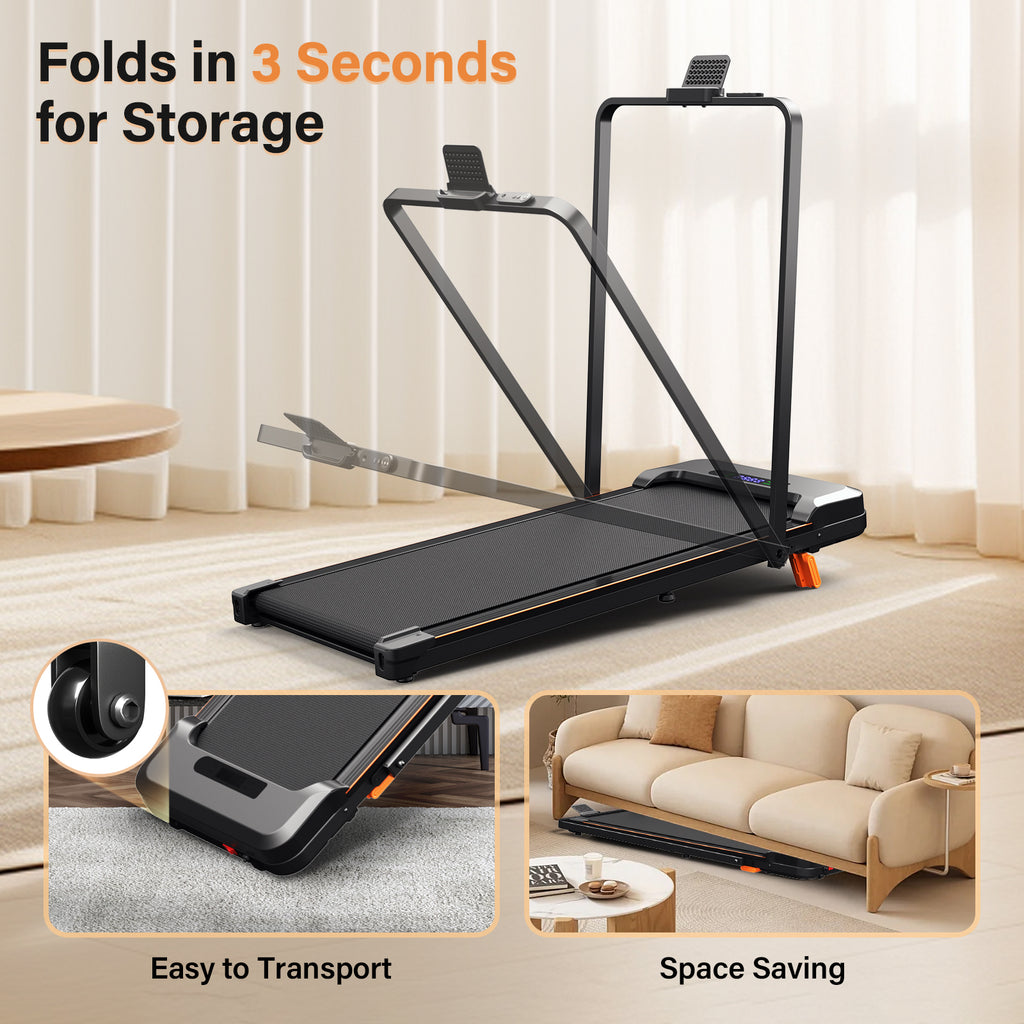 AprLeaf Walking Pad Treadmill with 6% Incline handle and Remote Control, Compact Under Desk Treadmill for Home& Office, 300 lbs Weight Capacity