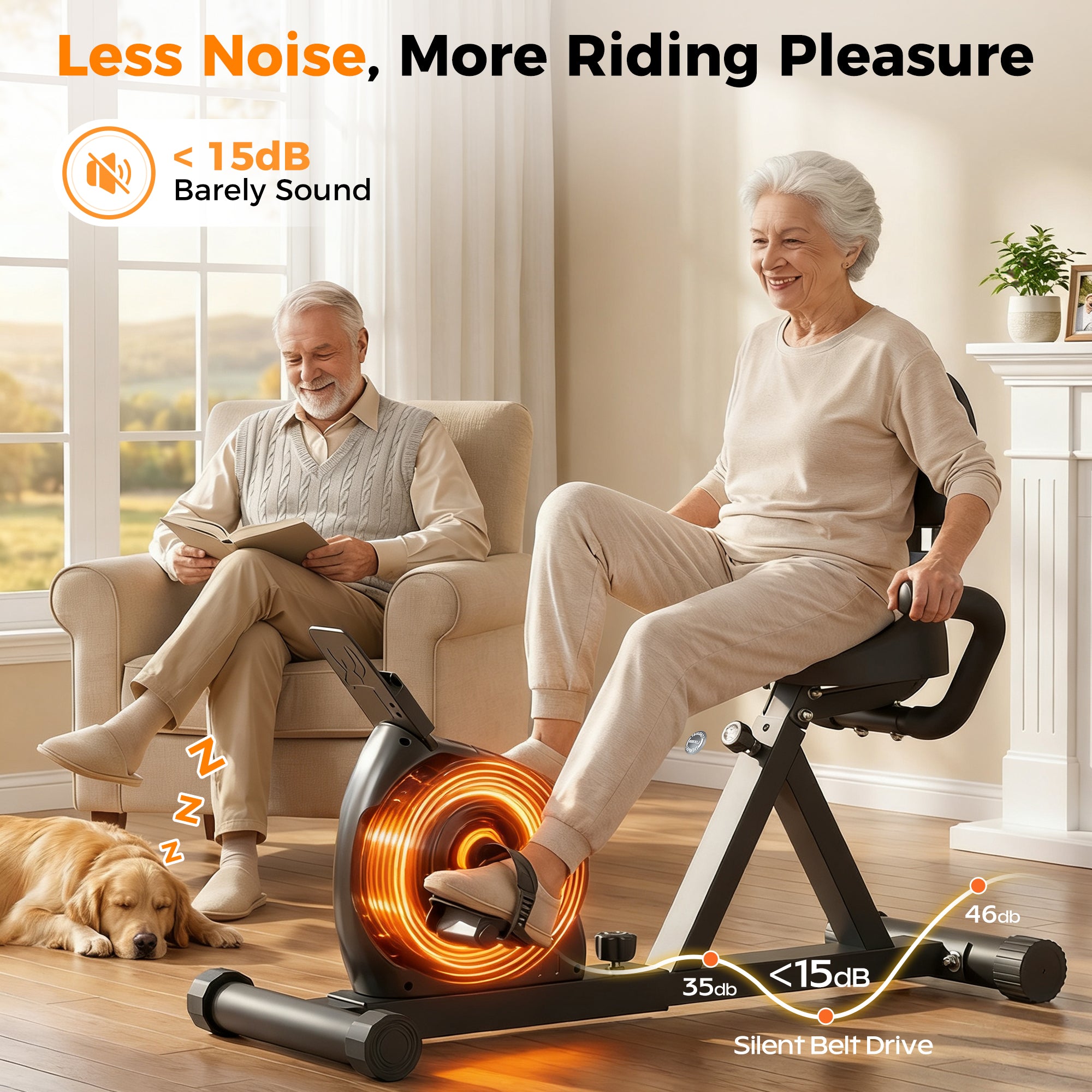 AprLeaf Recumbent Exercise Bikes for Home Stationary with Adjustable Seat and 8 Resistance Level Seat Height Adjustment, Fitness Cardio Indoor Cycling Bike for Home Seniors Adults 300lbs