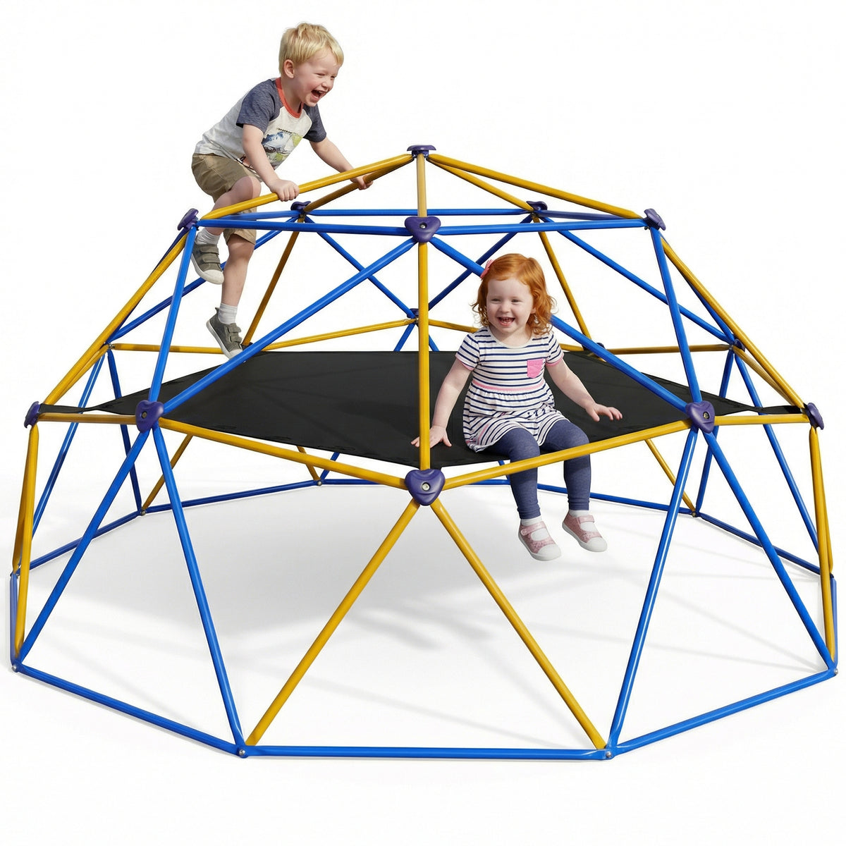 AprLeaf 10FT Climbing Dome with Hammock, Indoor Outdoor Rust-Resistant Steel Frame Climber Jungle for Kids 3+, 880LBS Capacity Jungle Gym Playground Geometric Backyard Playset for Boys Girls