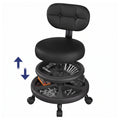 Aprleaf Shop Stool with Wheels for Garage, Rolling Mechanics Chair with Backrest, Adjustable Height Heavy Duty Garage Stool with Double Storage Tray, Swivel Task Chair for Workshop Kitchen Salon