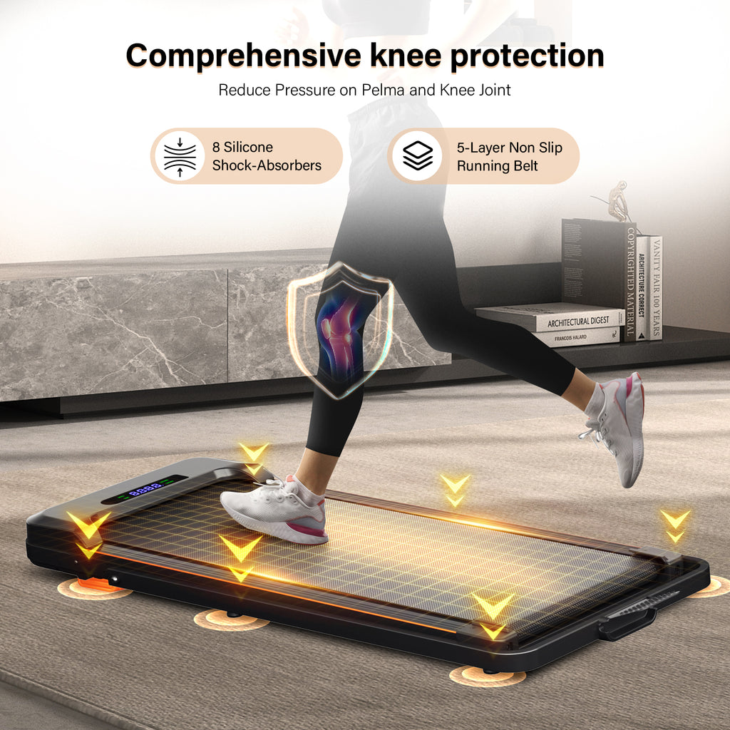 AprLeaf Walking Pad Treadmill with 6% Incline handle and Remote Control, Compact Under Desk Treadmill for Home& Office, 300 lbs Weight Capacity
