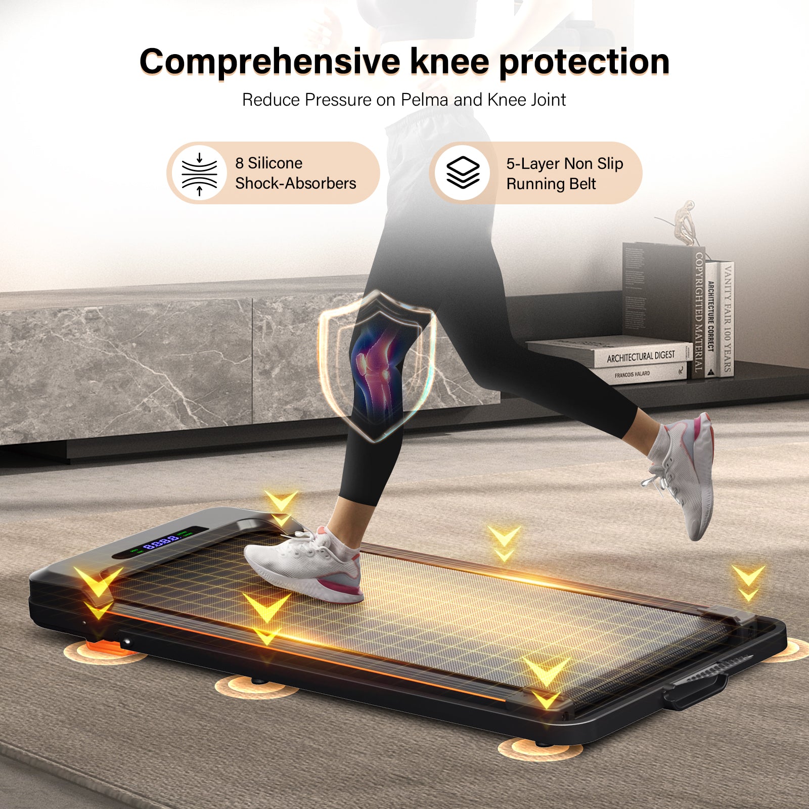 AprLeaf Walking Pad Treadmill with 6% Incline handle and Remote Control, Compact Under Desk Treadmill for Home& Office, 300 lbs Weight Capacity