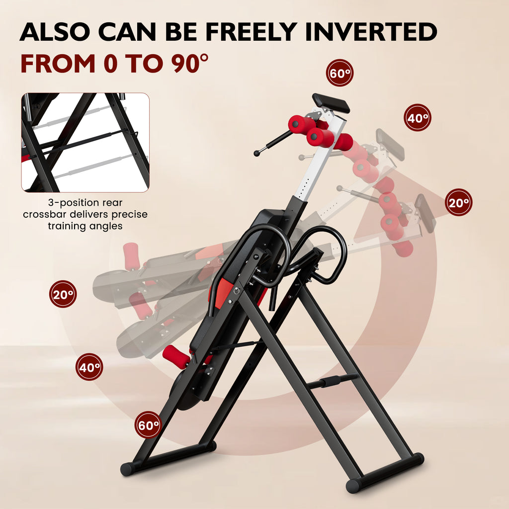 AprLeaf Heavy Duty Inversion Table, 330LB Capacity Foldable Back Stretcher for Back Pain Relief, Adjustable Height with Safety Belt, Back Stretcher Machine Dprodo Table
