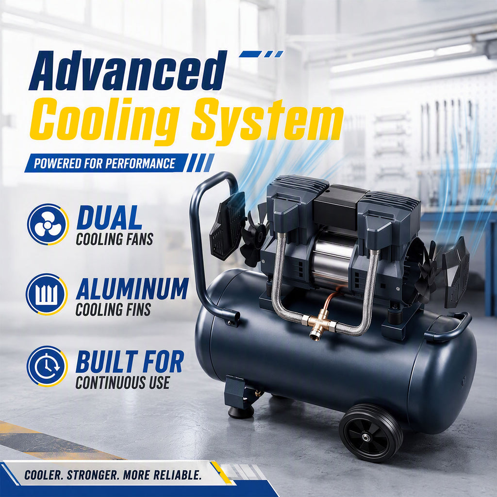 AprLeaf 8 Gallon Oil-Free Air Compressor, Portable 65dB Quiet Air Compressor Tank, 120 PSI Max Pressure, 3.45 CFM@ 90 PSI for Auto Repair Garage Air Tools Tire Inflation Spray Painting Woodworking