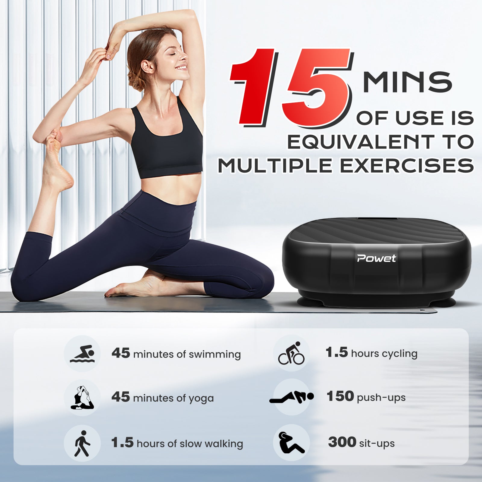 AprLeaf Vibration Plate Exercise Machine, 99 Speed Levels, 5 Preset Modes, Remote Control, Resistance Bands, LED Display for Home Workout,Black