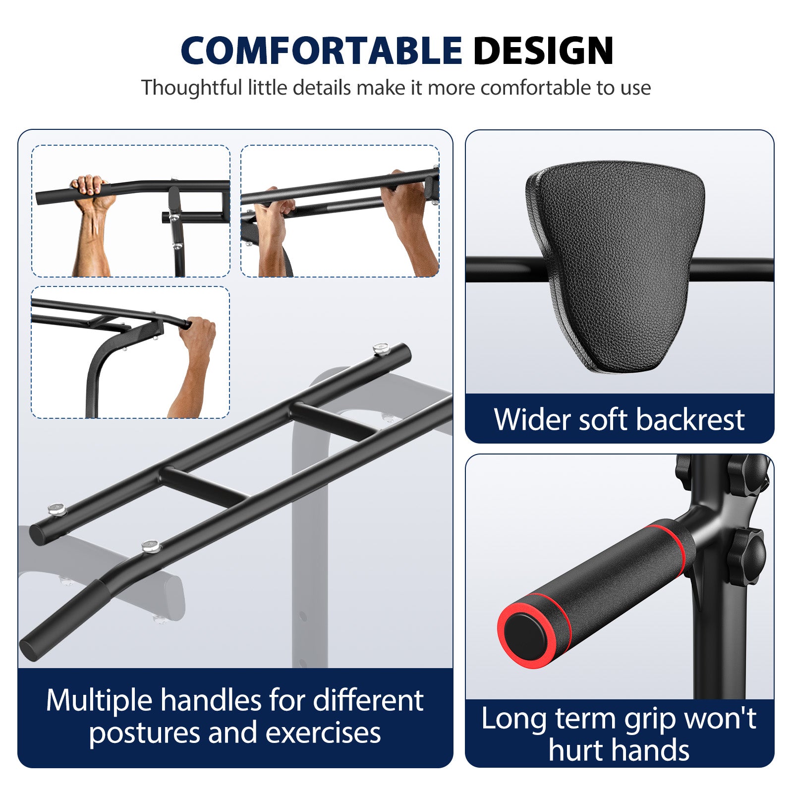 AprLeaf Power Tower, Adjustable Height Pull Up Bar Dip Station Stand for Home Gym Strength Training Fitness Workout Equipment 330LBS
