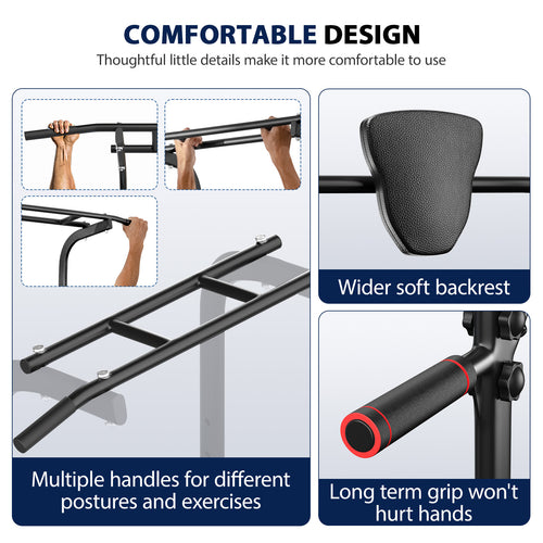 AprLeaf Power Tower, Adjustable Height Pull Up Bar Dip Station Stand for Home Gym Strength Training Fitness Workout Equipment 330LBS