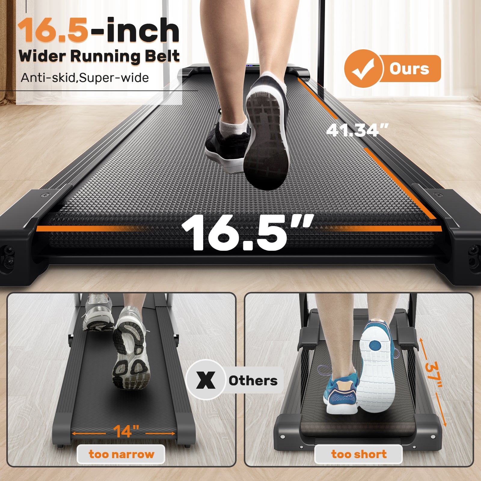 AprLeaf Walking Pad Treadmill with 6% Incline handle and Remote Control, Compact Under Desk Treadmill for Home& Office, 300 lbs Weight Capacity